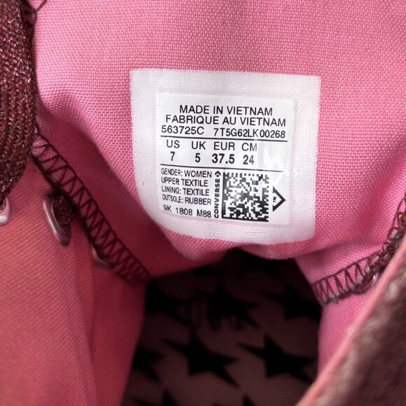 Miley Cyrus Converse All Star Velvet Glitter Pink Platform Sneakers Women’s 7 - Picture 10 of 11